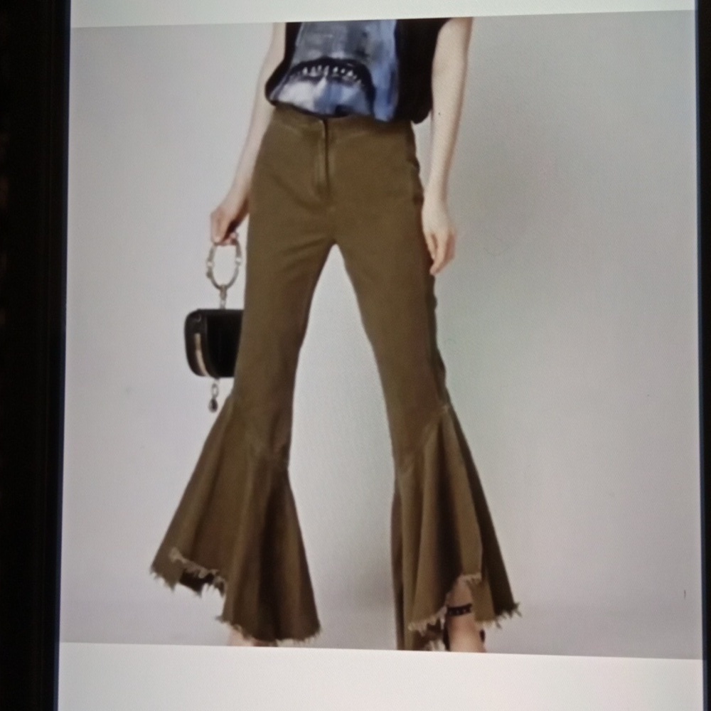 Guest Editor Womens Boho Flare Retro Raw Hem Bell Bottom 70s Inpired Womens 4